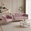 Designový 2-sed, růžová Velvet látka/chrom-stříbrný, BAGY