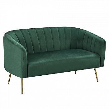 Designový 2-sed, tmavě zelená Velvet látka/gold chrom-zlatý, BAGY