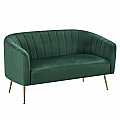 Designový 2-sed, tmavě zelená Velvet látka/gold chrom-zlatý, BAGY