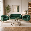 Designový 2-sed, tmavě zelená Velvet látka/gold chrom-zlatý, BAGY