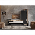 Obývací stěna, černá/bílá/dub craft zlatý, DENISO