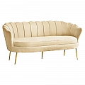 Luxusní pohovka, 3-sed, béžová Velvet látka/zlatá, Art-deco, NOBLEO TYP 2