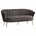 Luxusní pohovka, 3-sed, šedá Velvet látka/zlatá, Art-deco, NOBLEO TYP 2