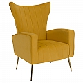 Relaxační křeslo, žlutá Velvet látka, BARET