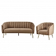 Designový 3-sed, hnědá Velvet látka/gold chrom-zlatý, BAGY