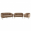 Designový 3-sed, hnědá Velvet látka/gold chrom-zlatý, BAGY