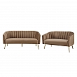 Designový 3-sed, hnědá Velvet látka/gold chrom-zlatý, BAGY