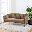 Designový 3-sed, hnědá Velvet látka/gold chrom-zlatý, BAGY