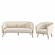 Designový 3-sed, béžová Velvet látka/gold chrom-zlatý, BAGY