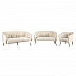 Designový 3-sed, béžová Velvet látka/gold chrom-zlatý, BAGY