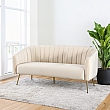 Designový 3-sed, béžová Velvet látka/gold chrom-zlatý, BAGY