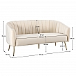 Designový 3-sed, béžová Velvet látka/gold chrom-zlatý, BAGY