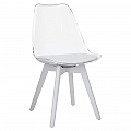 Židle, transparentní bílá, akryl/ekokůže/bílá, BALI 3 NEW