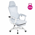 Kancelářské křeslo, světle šedá/bílá, nosnost 150 kg, MALVIN
