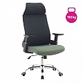 Kancelářské křeslo, tmavě šedá/zelená/chrom, nosnost 150 kg, HOLGER