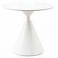 Jídelní stůl, světlý mramor/bílá, průměr 80 cm, VALER