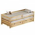 Postel s přistýlkou a úložným prostorem, 90x200, přírodní, ELARA